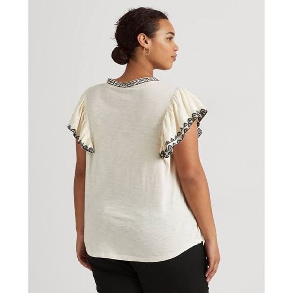 LAUREN RALPH LAUREN size petite large EMBROIDERED top BLOUSE - Picture 4 of 9